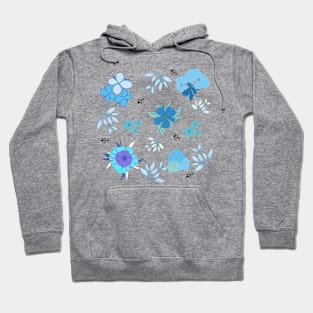 Blue Flower Pattern Hoodie